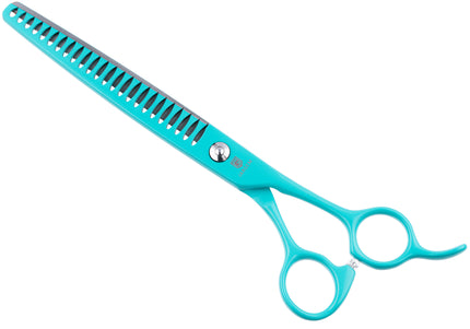 Jargem Grooming Cyan Chunkers 7.5" – Single-Sided Thinning Shears with Turquoise Coating, 24 Teeth