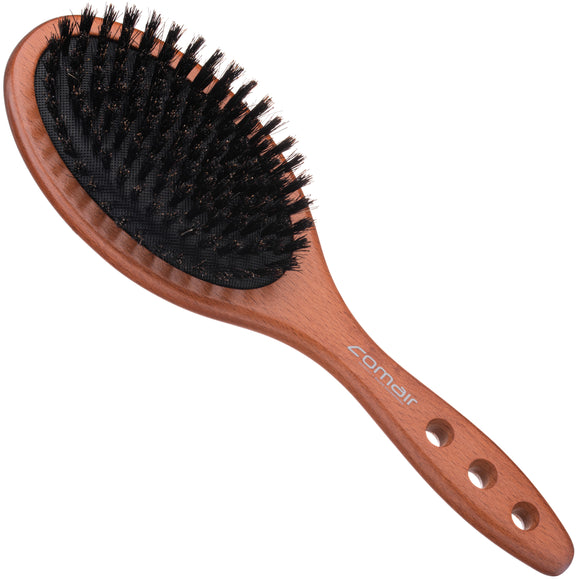 Comair Palisander Wooden Brush 25.5cm – Natural Bristles, Smooth Detangling and Shine