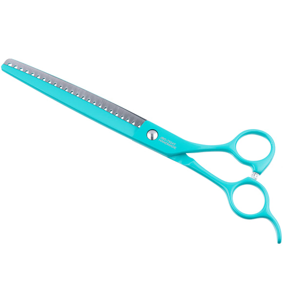 Jargem Grooming Cyan Chunkers 7.5" – Single-Sided Thinning Shears with Turquoise Coating, 24 Teeth