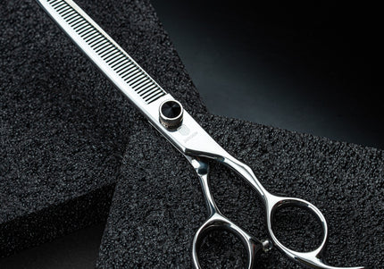 Jargem Black Blenders – Elegant Single-Sided Thinning Shears with Decorative Screw, 7", 50 Teeth