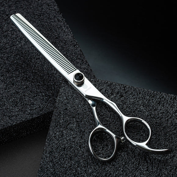 Jargem Black Blenders – Elegant Single-Sided Thinning Shears with Decorative Screw, 7", 50 Teeth