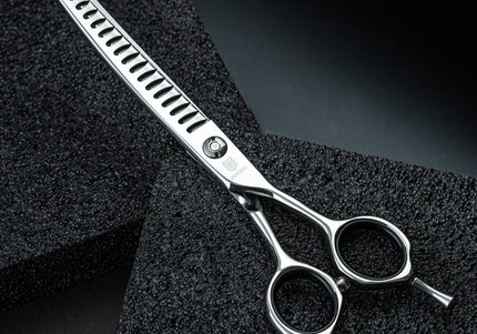 Jargem Curved Chunkers 6.5" – Professional 18-Tooth Single-Sided Thinning Shears, Precision Cut