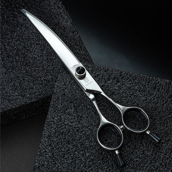 Jargem Curved Black Diamond Grooming Scissors – 7 Inch, Polished Precision Tool