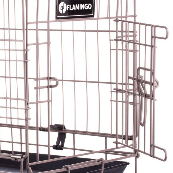Flamingo Ebo Taupe Metal Dog Cage XS – Compact Durable Crate with Secure Latch