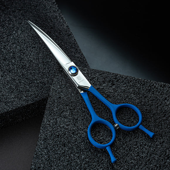 Jargem Blue Curved Grooming Scissors 5.5in – Decorative Screw, Precision Cutting