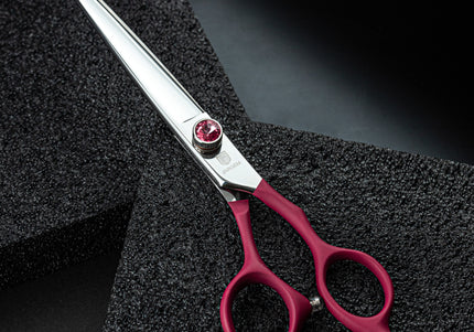 Jargem Fuchsia Straight Grooming Scissors – 7.5in Soft Ergonomic Handle, Precision Cutting