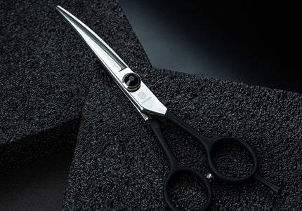Jargem Black Curved Grooming Scissors 5.5in – Precision Blade with Decorative Screw