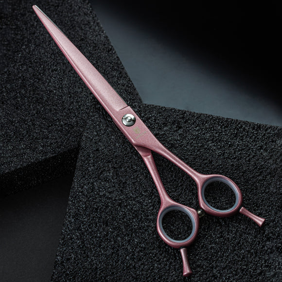 Jargem Pink Straight Grooming Scissors – 7" Titanium Coated, Durable Precision Blades