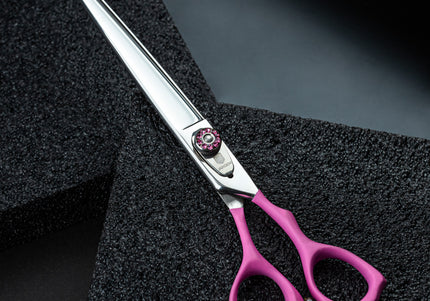 Jargem Pink Straight Grooming Scissors – 7.5in Blade with Soft Ergonomic Handle