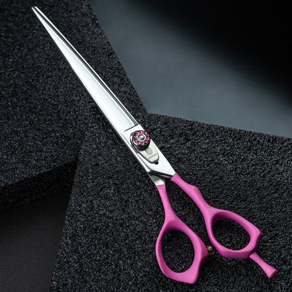 Jargem Pink Straight Grooming Scissors – 7.5in Blade with Soft Ergonomic Handle
