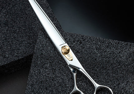 Jargem Strong Straight Scissors – Long Thin Blades, Gold Screw, 8-Inch Premium Grooming Tool