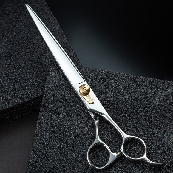 Jargem Strong Straight Scissors – Long Thin Blades, Gold Screw, 8-Inch Premium Grooming Tool