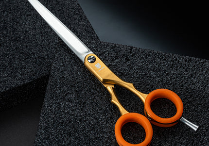 Jargem Asian Style Light Straight Scissors 6.5" – Ultra-Light, Colored Rings, Purple Finish