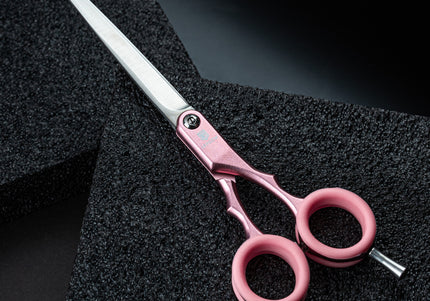 Jargem Asian Style Light Straight Scissors 6.5" – Ultra-Light, Colored Rings, Purple Finish