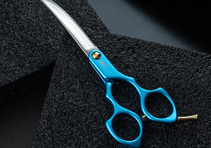 Jargem Asian Style Light Curved Scissors 6.5" – Ultra-Light Red Blades for Precision Styling