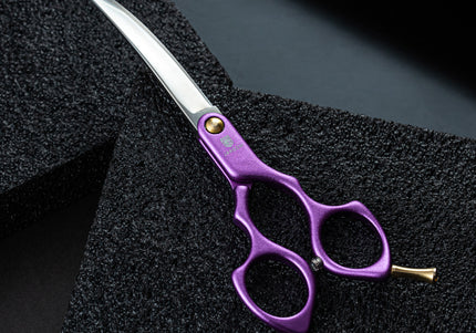 Jargem Asian Style Light Curved Scissors 6.5" – Ultra-Light Red Blades for Precision Styling