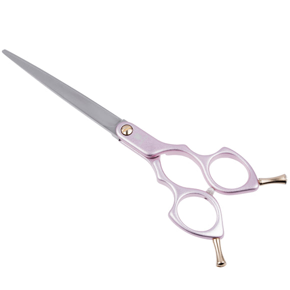 Jargem Asian Style Light Straight Scissors 6.5" – Ultra-Light Red Grooming Shears for Precision Cuts