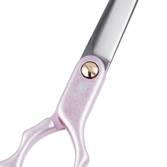 Jargem Asian Style Light Straight Scissors 6.5" – Ultra-Light Red Grooming Shears for Precision Cuts