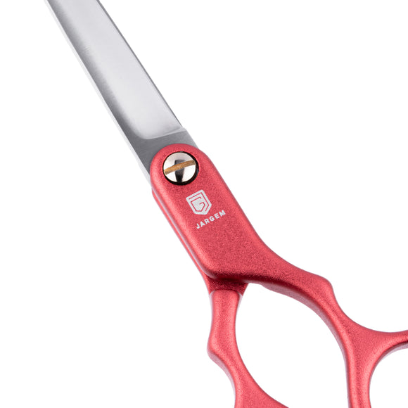 Jargem Asian Style Light Straight Scissors 6.5" – Ultra-Light Red Grooming Shears for Precision Cuts
