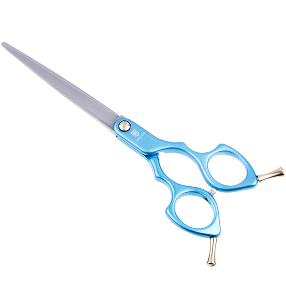 Jargem Asian Style Light Straight Scissors 6.5" – Ultra-Light Red Grooming Shears for Precision Cuts