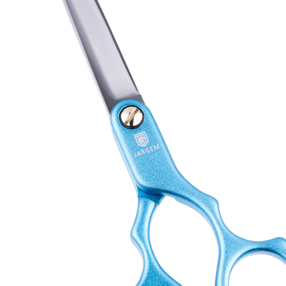 Jargem Asian Style Light Straight Scissors 6.5" – Ultra-Light Red Grooming Shears for Precision Cuts