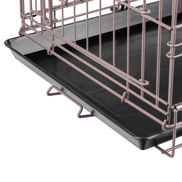 Flamingo Ebo Taupe Metal Dog Cage – Compact Secure Crate, 43x61x50cm