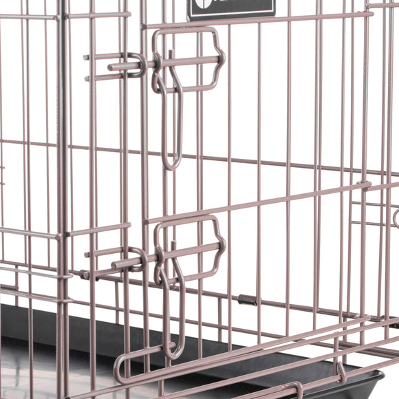 Flamingo Ebo Taupe Metal Dog Cage – Compact Secure Crate, 43x61x50cm