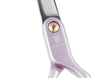 Jargem Asian Style Light Curved Scissors 6" – Ultra-Light Red Blades for Precision Grooming