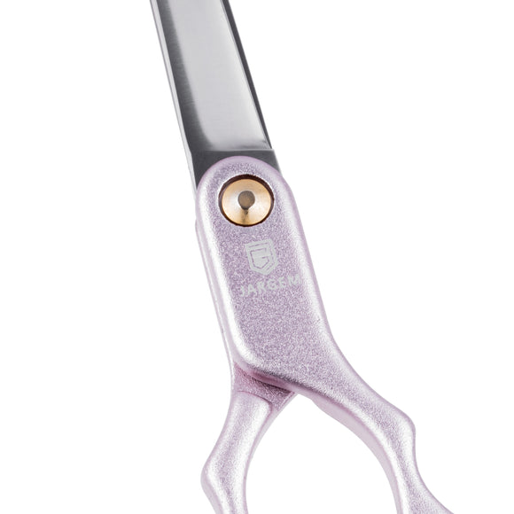 Jargem Asian Style Light Curved Scissors 6" – Ultra-Light Red Blades for Precision Grooming