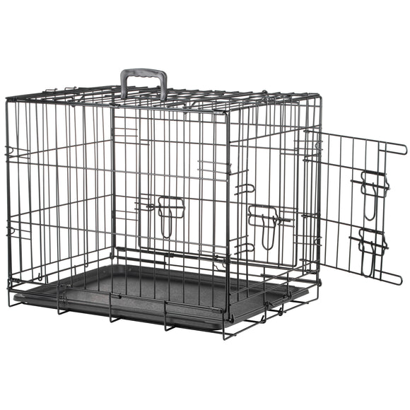 Flamingo Nyo Black Metal Dog Cage – Lift-Up Door, Small Size 45x62x49.5cm