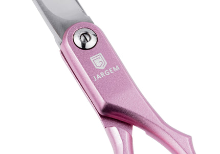 Jargem Asian Style Light Curved Scissors 6.5" – Ultra-Light Red Blades with Colored Rings