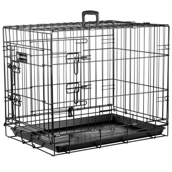 Flamingo Ebo Black Metal Dog Cage – Compact XS Size, Durable Secure Construction