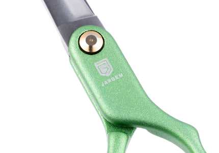 Jargem Asian Style Light Curved Scissors 6" – Ultra-Light Red Blades for Precision Grooming