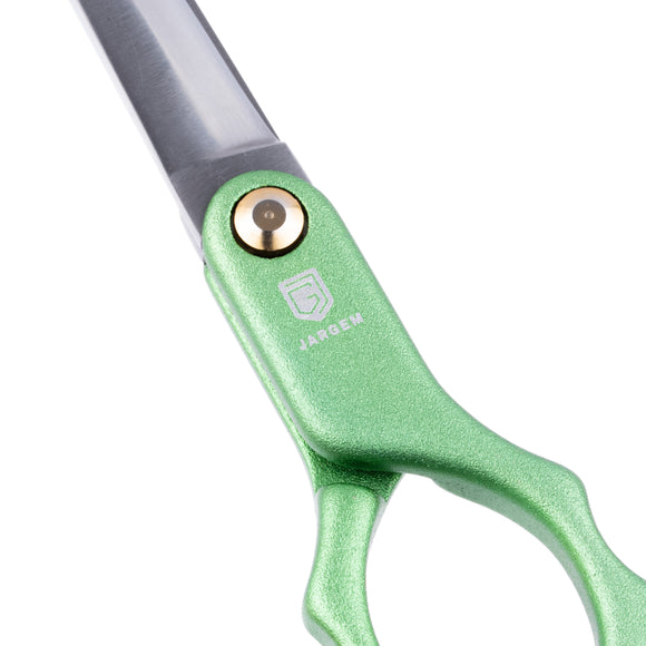 Jargem Asian Style Light Curved Scissors 6" – Ultra-Light Red Blades for Precision Grooming