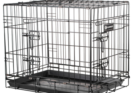 Flamingo Ebo Black Metal Dog Cage – Sturdy Small Crate with Secure Latch, 43x61x50cm