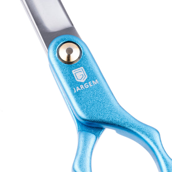 Jargem Asian Style Light Curved Scissors 6.5" – Ultra-Light Red Blades for Precision Styling