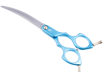 Jargem Asian Style Light Curved Scissors 6.5" – Ultra-Light Red Blades for Precision Styling