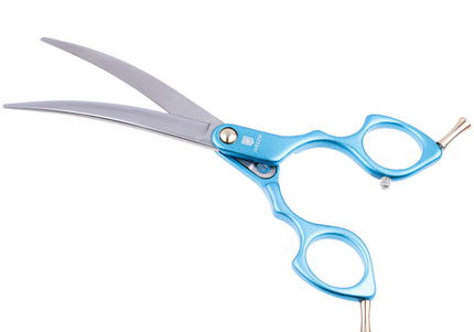 Jargem Asian Style Light Curved Scissors 6.5" – Ultra-Light Red Blades for Precision Styling
