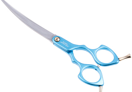Jargem Asian Style Light Curved Scissors 6.5" – Ultra-Light Red Blades for Precision Styling