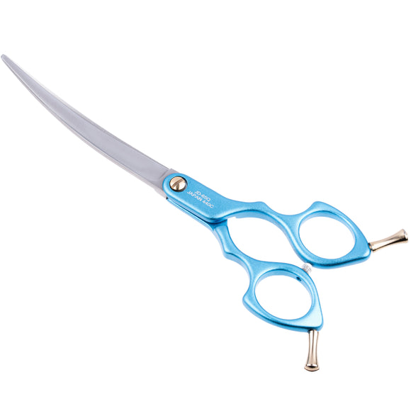Jargem Asian Style Light Curved Scissors 6.5" – Ultra-Light Red Blades for Precision Styling