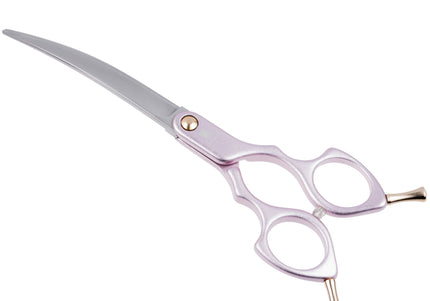Jargem Asian Style Light Curved Scissors 6.5" – Ultra-Light Red Blades for Precision Styling