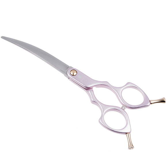 Jargem Asian Style Light Curved Scissors 6.5" – Ultra-Light Red Blades for Precision Styling