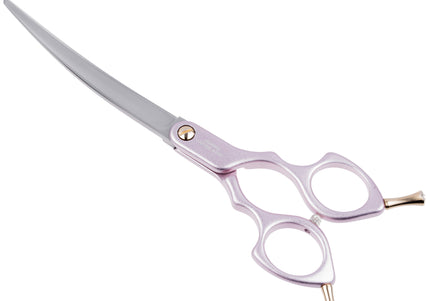 Jargem Asian Style Light Curved Scissors 6.5" – Ultra-Light Red Blades for Precision Styling