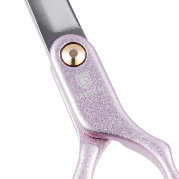 Jargem Asian Style Light Curved Scissors 6.5" – Ultra-Light Red Blades for Precision Styling