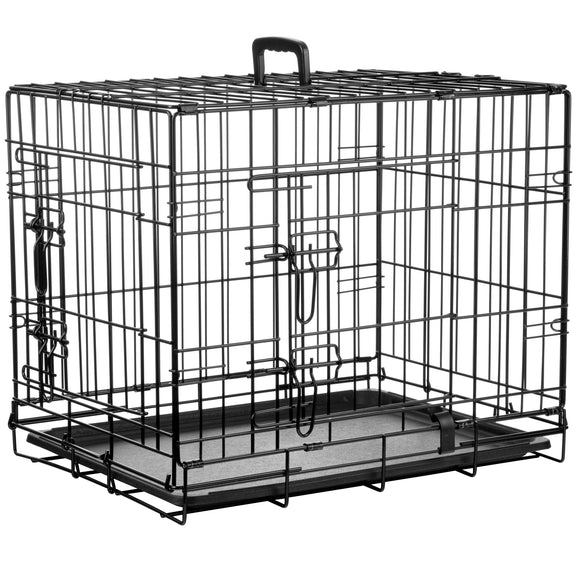 Flamingo Keo Black Metal Dog Cage – Sturdy Compact Design, Size Small 43x63x49cm