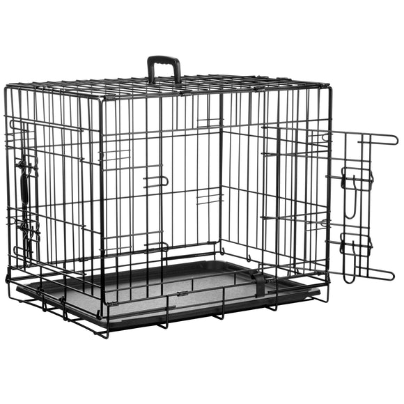 Flamingo Keo Black Metal Dog Cage – Sturdy Compact Design, Size Small 43x63x49cm