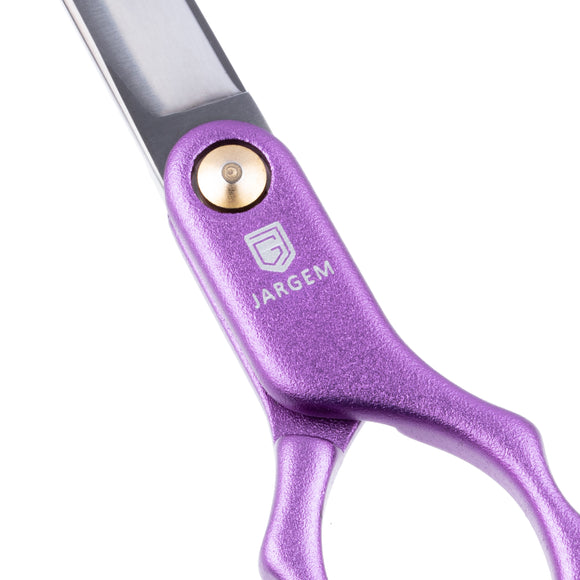 Jargem Asian Style Light Curved Scissors 6.5" – Ultra-Light Red Blades for Precision Styling