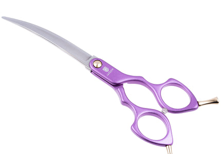 Jargem Asian Style Light Curved Scissors 6.5" – Ultra-Light Red Blades for Precision Styling