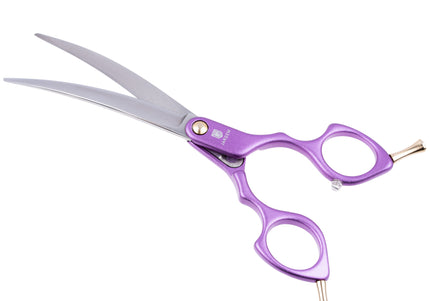 Jargem Asian Style Light Curved Scissors 6.5" – Ultra-Light Red Blades for Precision Styling