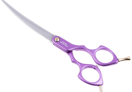 Jargem Asian Style Light Curved Scissors 6.5" – Ultra-Light Red Blades for Precision Styling